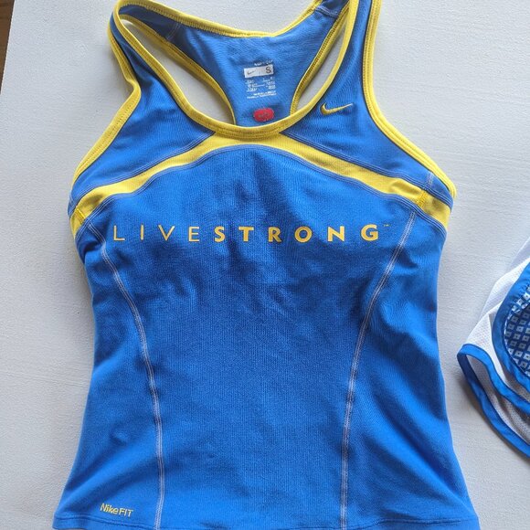 Nike Livestrong Shorts and Top Size Small in Bright Blue - Picture 4 of 16